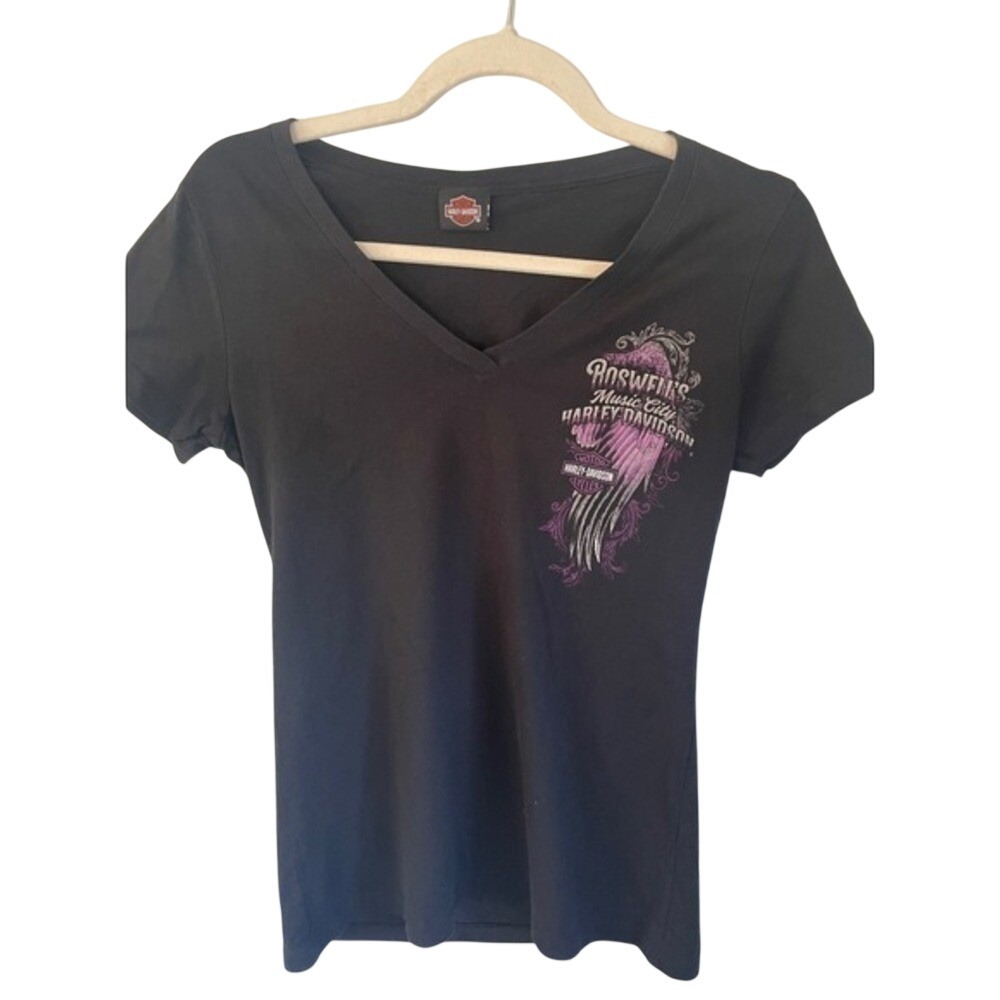 Harley‎ Davidson Roswell Music City Nashville TN Womens V Neck T Shirt Tee